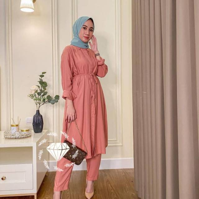 setelan wanita kekinian fashion muslim muslimah baju Kr set sherlyns terlaris 2022 baju remaja kekin