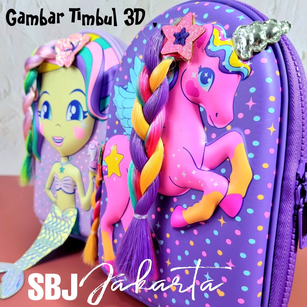 Tempat pensil Kotak Pensil Hardcase 3D EVA Mermaid Dolly Wishes Model seperti Smiggle