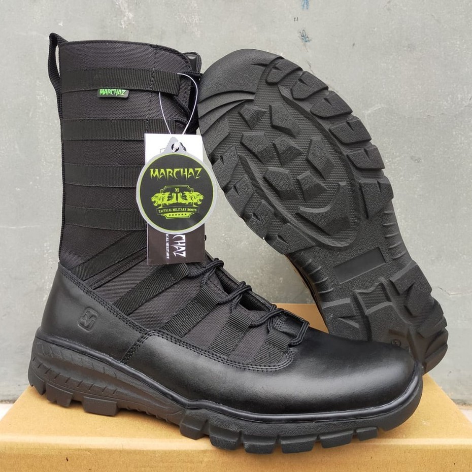 Sepatu PDL Ninja Kulit Asli MARCHAZ Sepatu PDL Tni Polri Security Satpam Sepatu Boots Kulit Asli