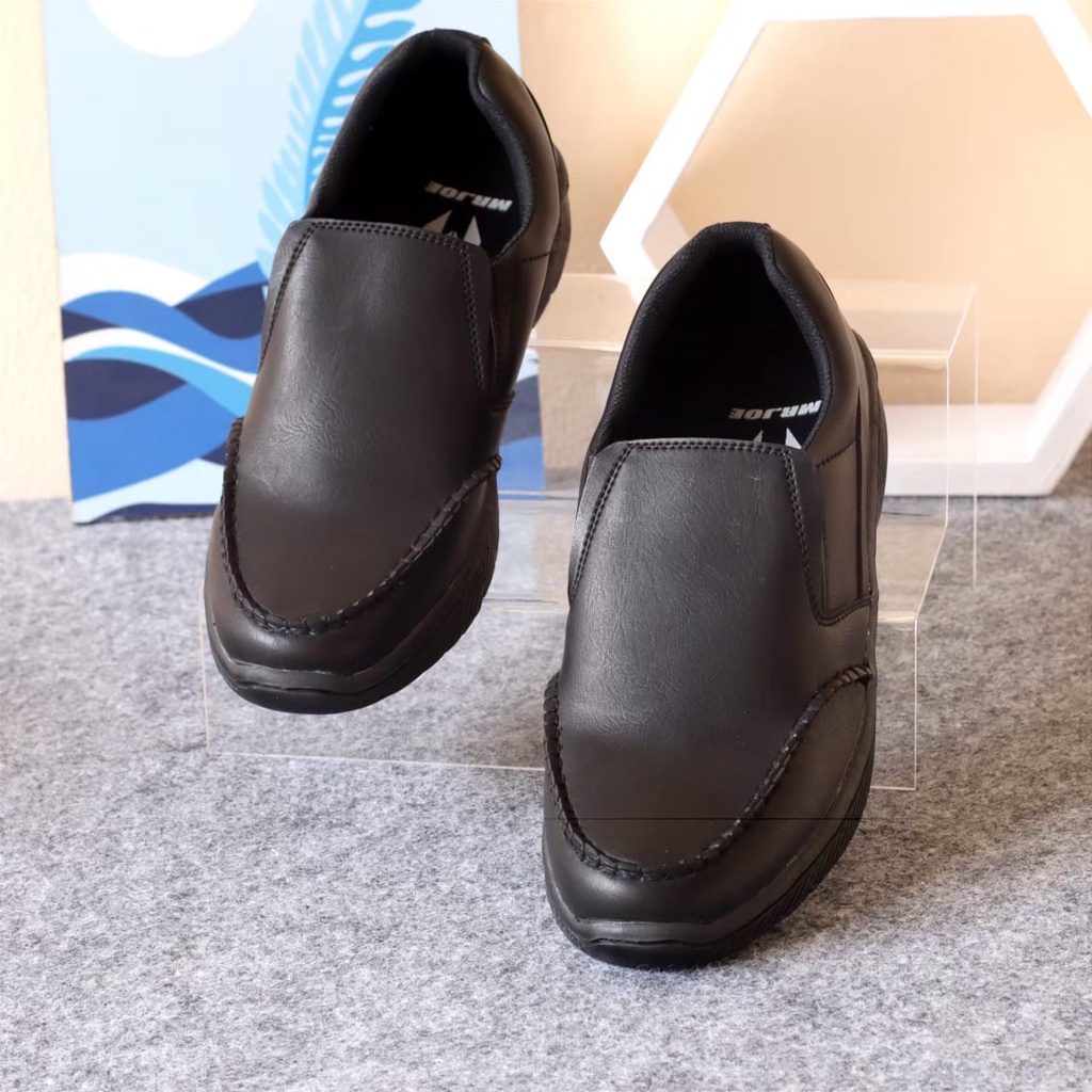 Sepatu Formal Pantofel Pria Hitam Slip On Kerja Kantor Kuliah Fashion Original Kulit Asli Sepatu Loafer Boi Pansus Pria Cowok Kulit