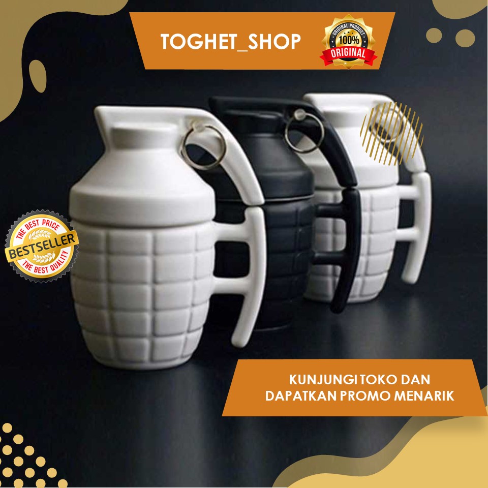 Gelas Mug Model Granat Tangan Gelas Mug Desain Granat Unik Kapasitas Ukuran 280 ml - Bahan Porselen
