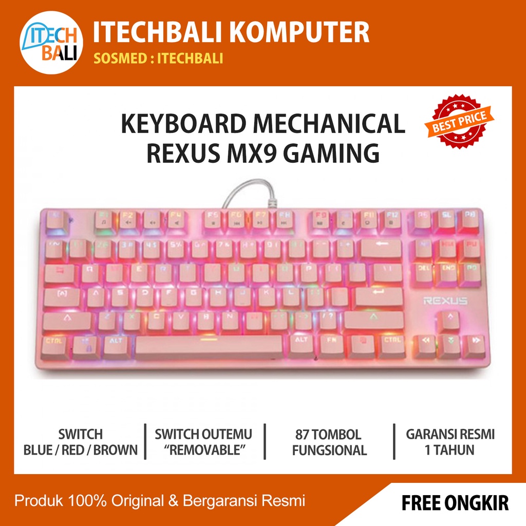 Keyboard REXUS MX9 Mechanical Gaming Rgb | ITECHBALI