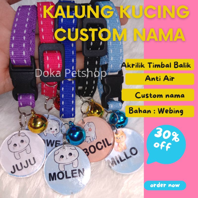 Kalung Kucing Nama Custom Lonceng Kelinci Anjing Lucu Akrilik