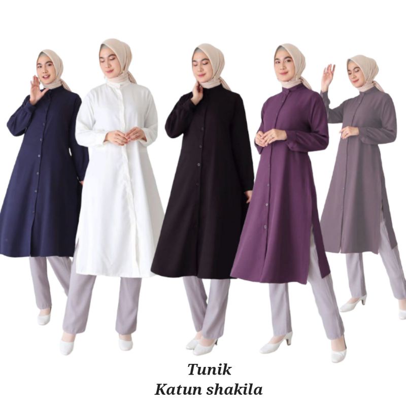 LONG TUNIK KEMEJA WANITA KANCING DEPAN VARIAN 2 ( BAHAN SHAKILA )