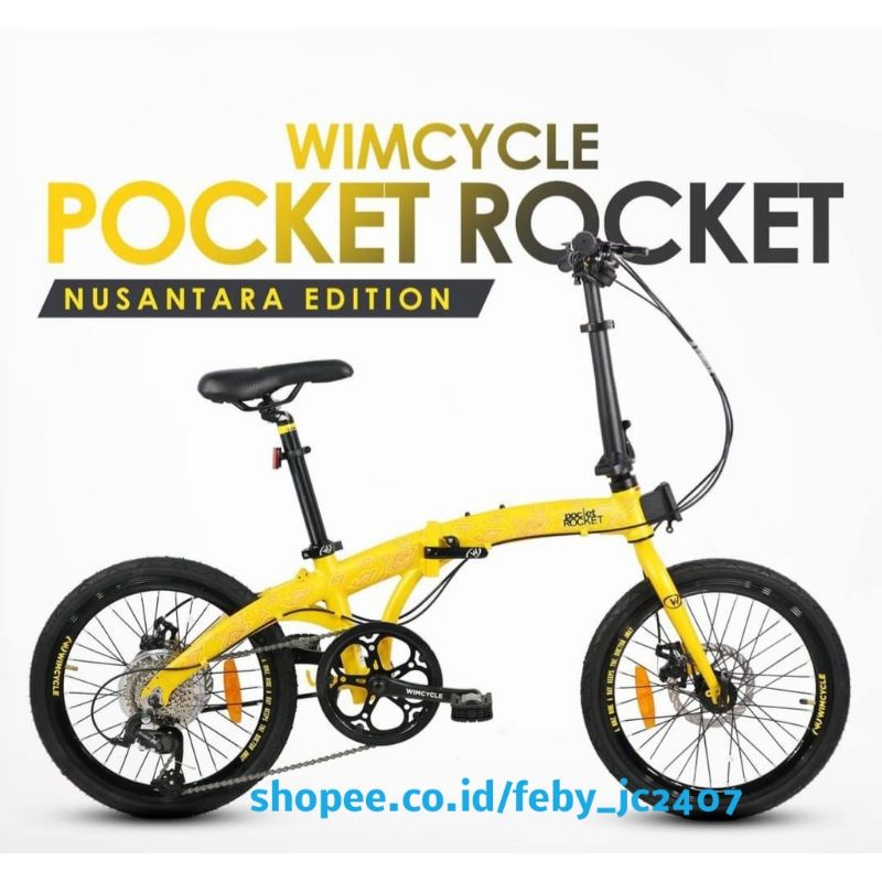 MURAH ORIGINAL SEPEDA LIPAT WIM CYCLE WIMCYCLE POCKET ROCKET NUSANTARA EDITION FRAME ALLOY 8 SPEED