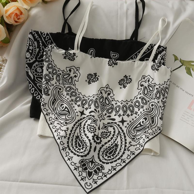 Tank Top Scarf Bandana Korea Tanktop Scarf Crop Top Tank Top Motif Ethnic Scarft-6