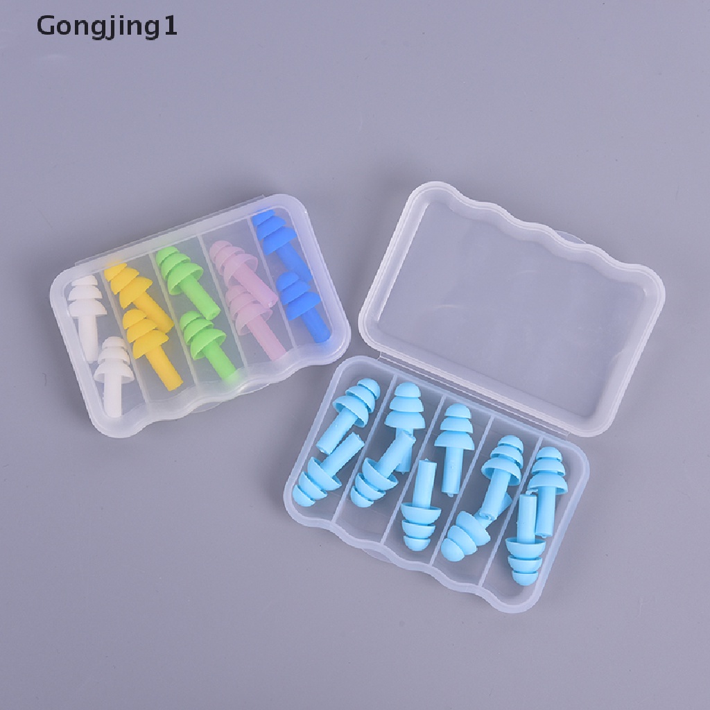 Gongjing1 5 Pasang Earplug Silikon Peredam Suara Untuk Berenang