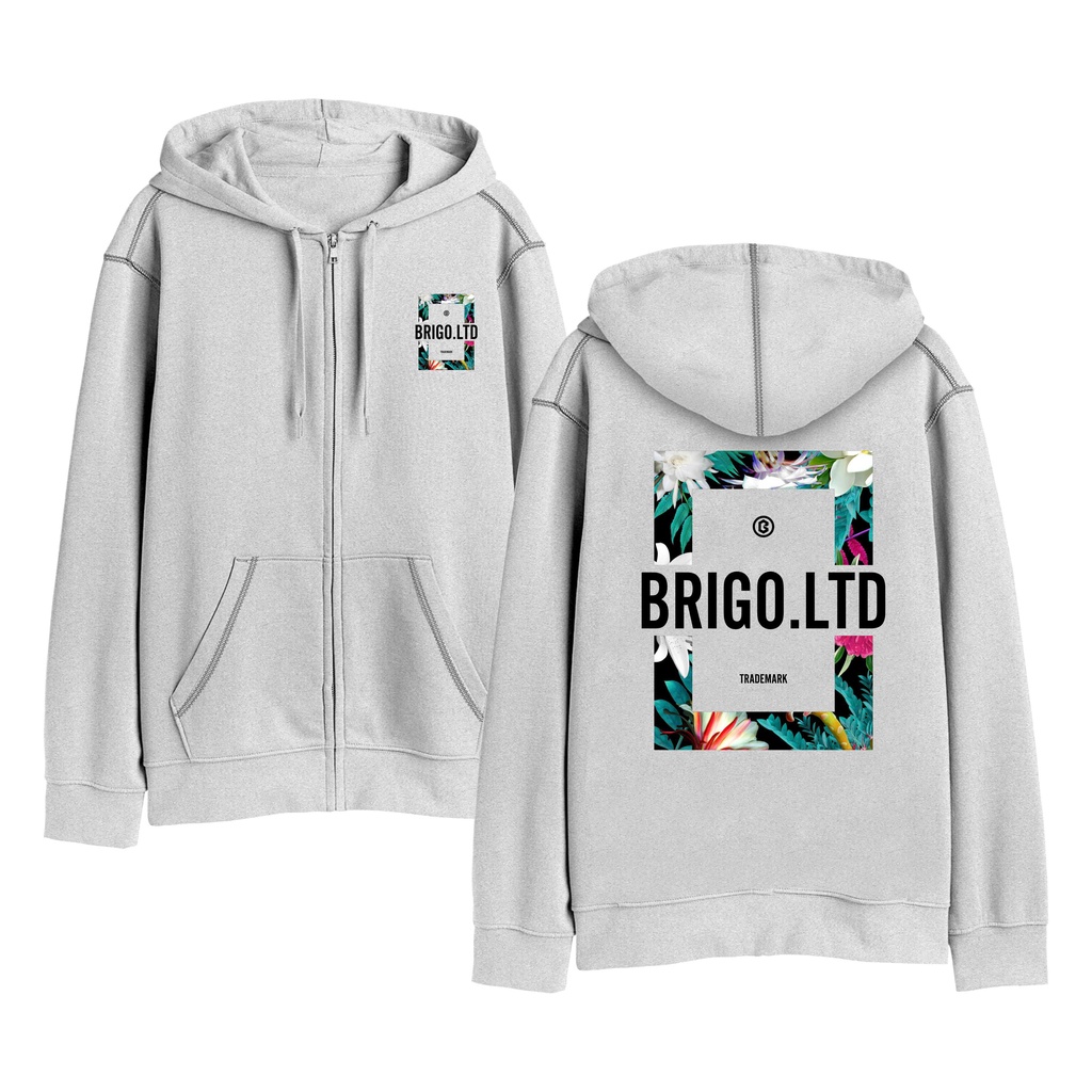 BRIGO Zipper Jumper Hoodie FLOWER II Sweater Hoodie Resleting BRIGO FLOWER Sablon DTF Fleece Cotton II SIZE M-XXL (Pria &amp; Wanita) Free stiker&amp;Gantungan Kunci