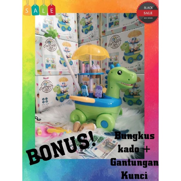 Mainan anak ice cream dorong kuda poni ice cream cart kudaponi dinosaurus-1