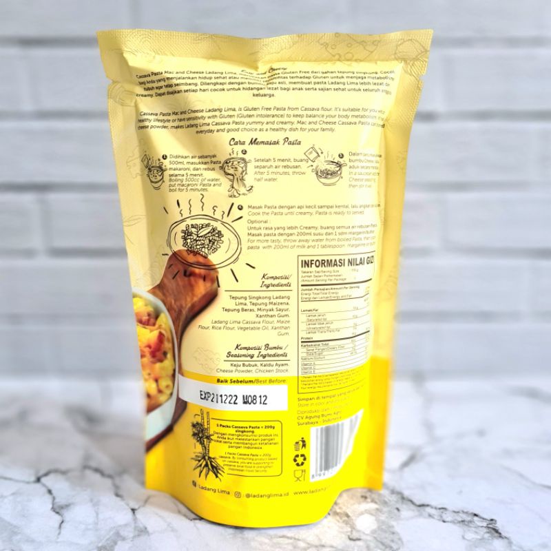 Cassava Pasta Mac n Cheese Ladang Lima / Pasta Singkong 115 gram