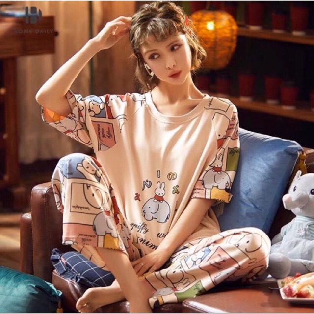 BAJU TIDUR WANITA IMPORT  CP MIFFY SETELAN PIYAMA  LENGAN 