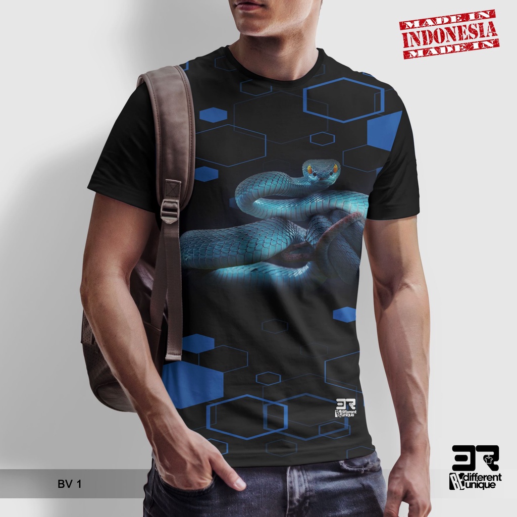 [ COD ] KAOS PRINTING GAMBAR ULAR BLUE INSUL BV 1- BAJU DISTRO ORIGINAL MOTIF SNAKE PYTHON RETIC MOL