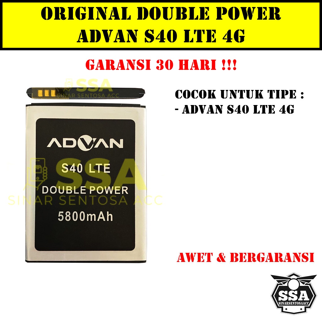 Baterai Original Double Power Advan S40 4G LTE Batre Batrai Batrei Battery s40 lte 4g s 40 Ori HP Batu Batere Garansi Murah Awet