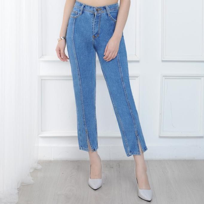 MYREDO - Celana Boyfriend Jeans Wanita Belah Depan MARIA 2103