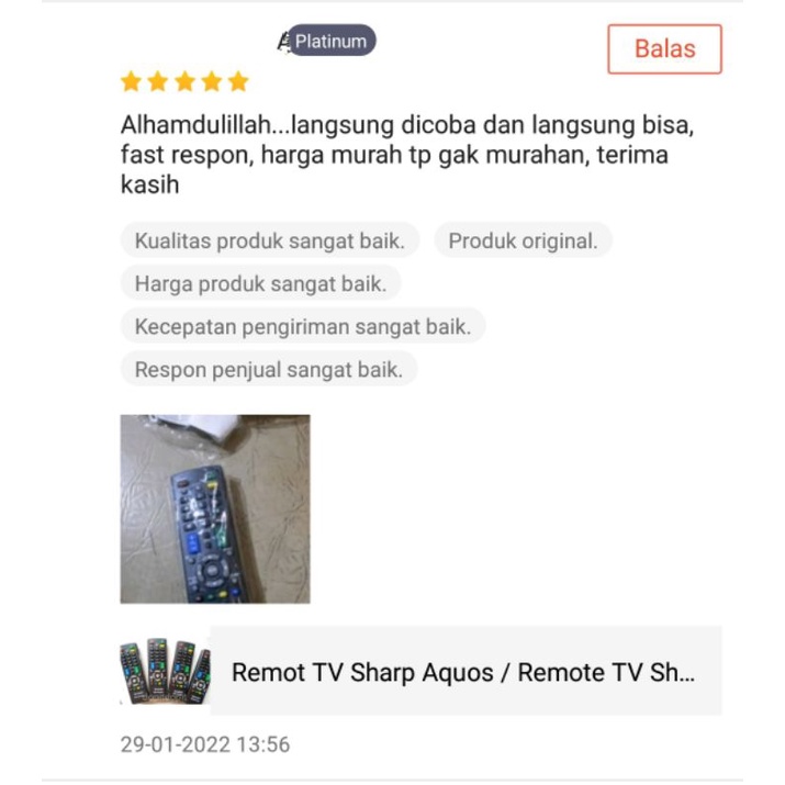 Remot TV Sharp Aquos / Remote TV Sharp LCD &amp; LED Remote TV Siap Pakai Tanpa Setting Remote TV Bagus