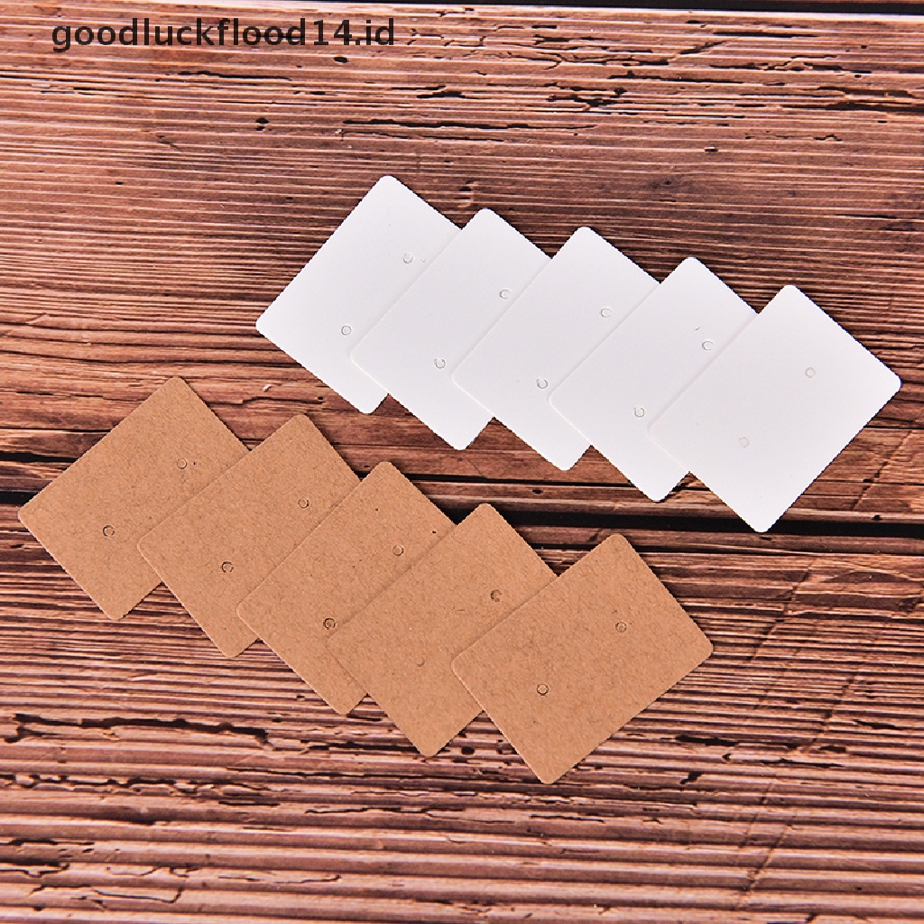 100pcs Kartu Tag Gantung Kosong Bahan Kertas Kraft Untuk Anting Stud