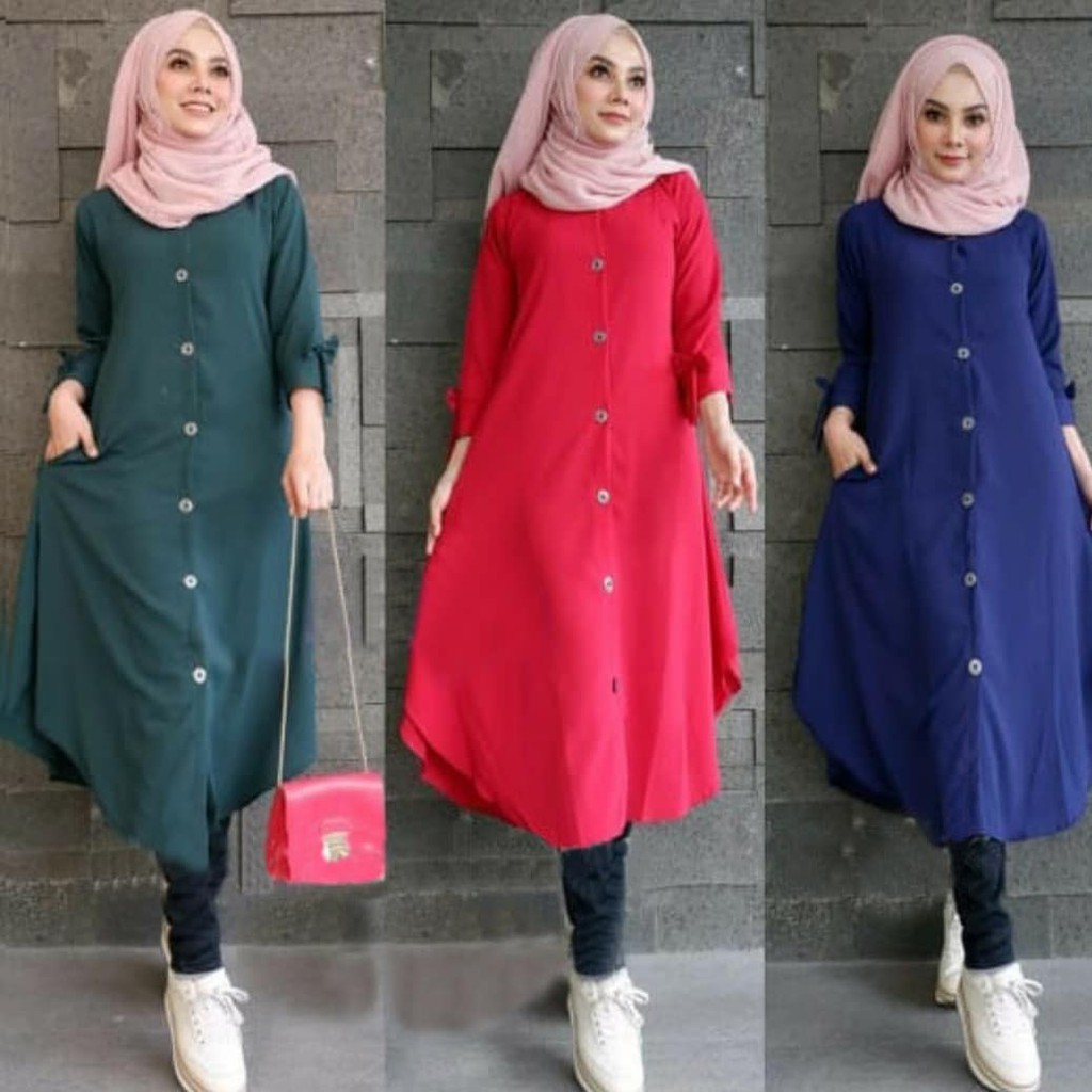 LEONA TUNIK Bahan MOSSCRAPE Atasan Tunik Wanita Terbaru 2020 Kekinian Tunic Wanita Jumbo Tunik Polos