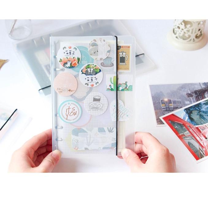 

ハ THE UNIVERSE 6 Ring Binder A6 Matte Aesthetic Binder Transparan Dove - ST008 Special