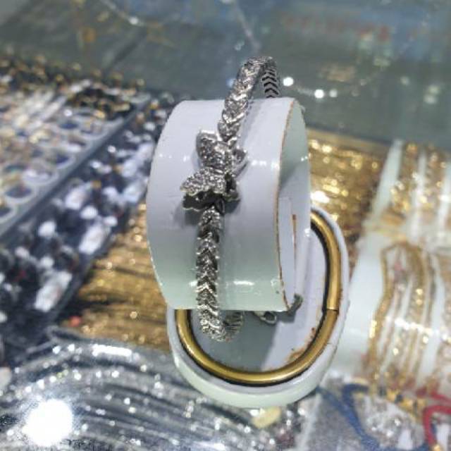 Gelang emas putih asli model kupukupu list sisik
