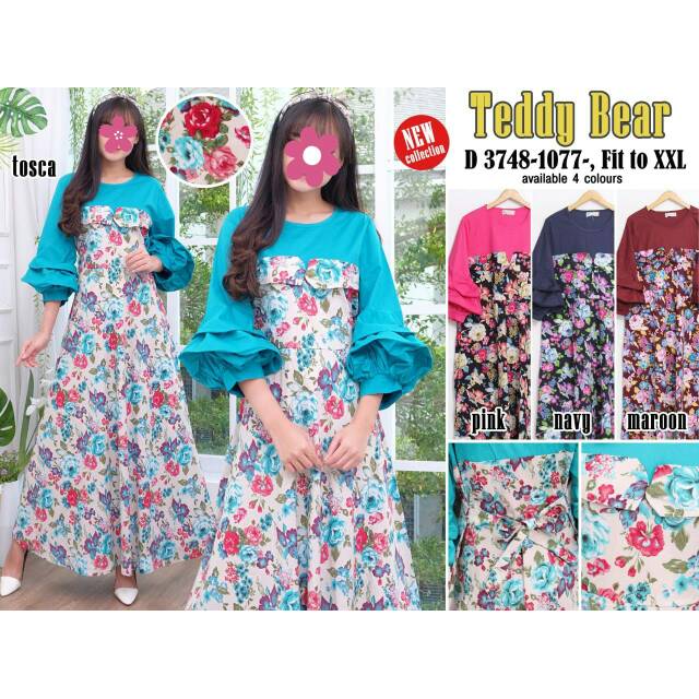 Gamis TEDDY BEAR Dewasa JUMBO Dress TEDDY BEAR Gamis Murah Gamis Katun Baju TEDDY BEAR Dress Jumbo