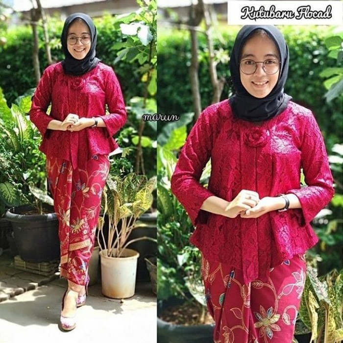 Kebaya Modern Setelan Floy Brokat / Floy Brukat Navy Dan Warna Lainnya