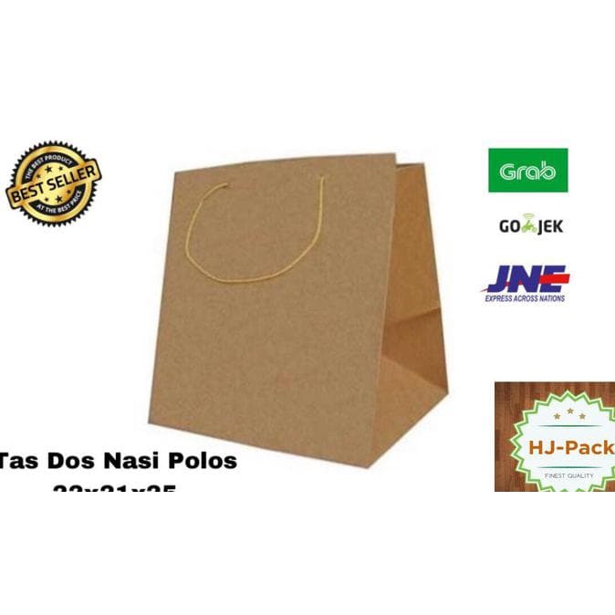 

(TERLARIS) Jual Tas Dos Nasi 22X21X25 Polos Paperbag Paper Bag Tas Kertas Dus