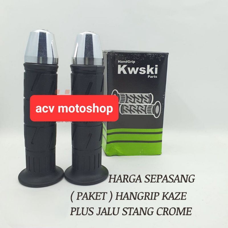 HANDGRIP HANDFAT GRIP KAZE STANDAR PLUS JALU STANG FU CHROME SET HANDGRIP