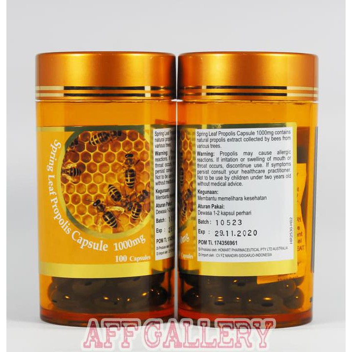 Spring Leaf Propolis Capsule 1000mg Isi 100kapsul Springleaf