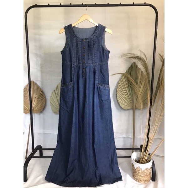 Gamis/ Dress Jeans Tanpa Lengan