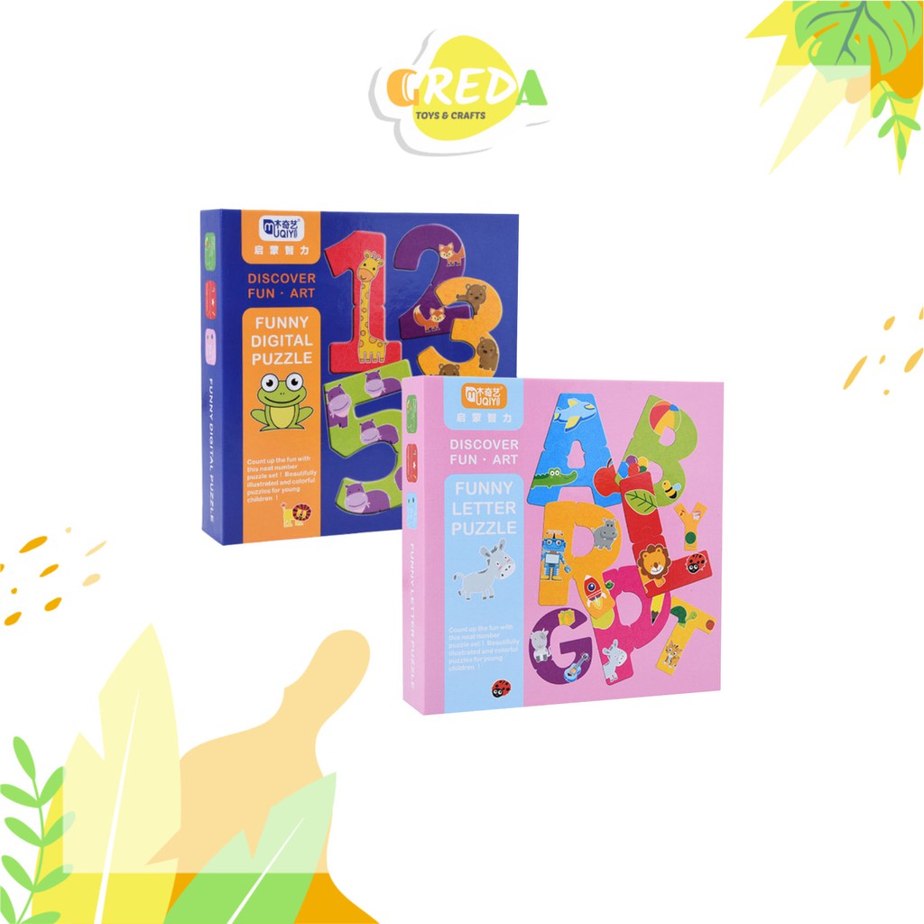 Greda 2 pieces alphabet and number puzzle