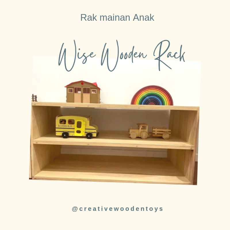 Rak Mainan Kayu anak, Rak montessori, Rak buku Kayu