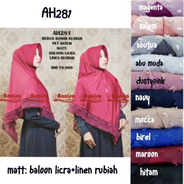 Ah281 hijab bergo instan annisa hijab