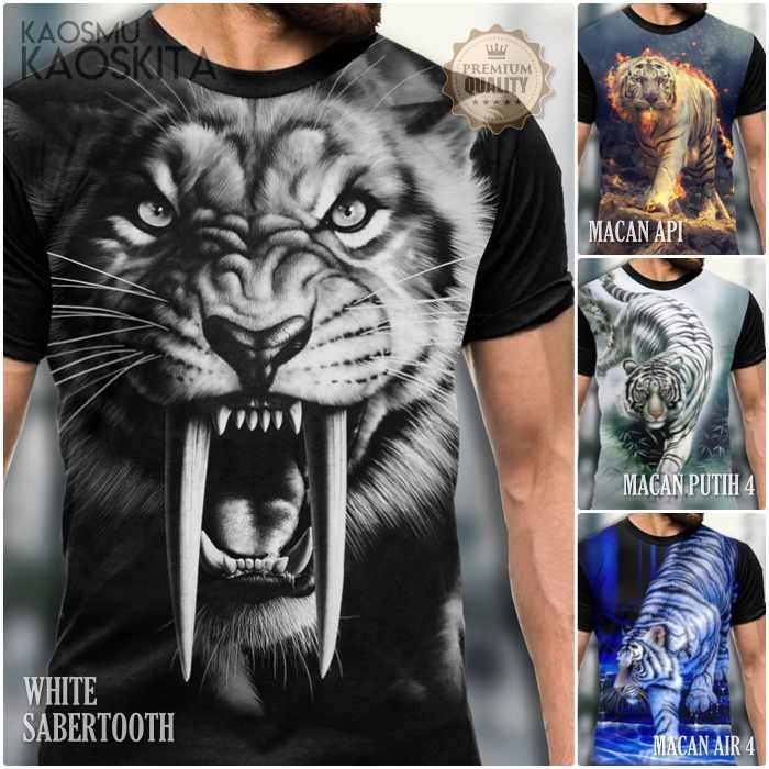 KAOS HARIMAU PUTIH Baju Macan Air Tshirt Gambar MAUNG Keren Distro Kaos Harimau Pria Dan Anak