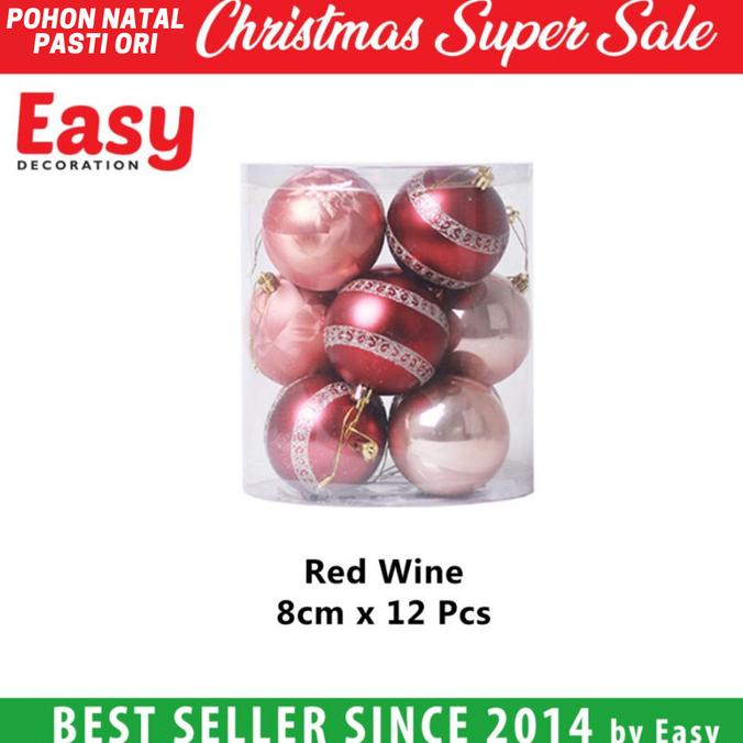 

[PROMO SPESIAL] BOLA NATAL 8 CM MERAH HIASAN DEKORASI CHRISTMAS ORNAMENT ISI 12 PCS
