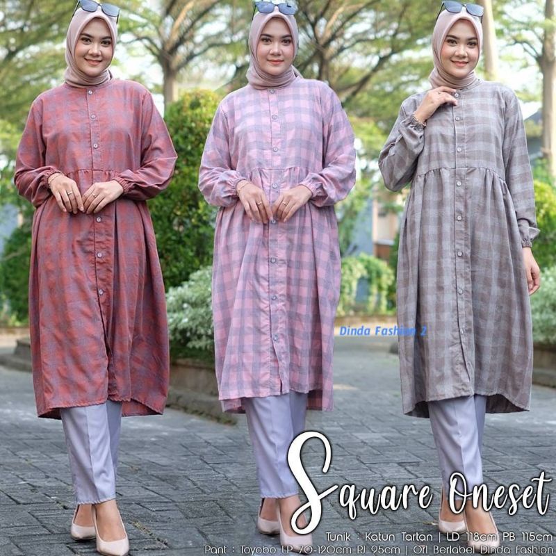 

square one set lengan serut warna pastel