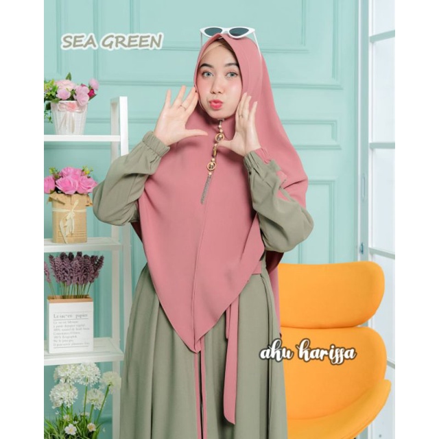 READY HANIZA SET SYAR'I AKU KARISSA//GAMIS BEST SELLER-Sea green
