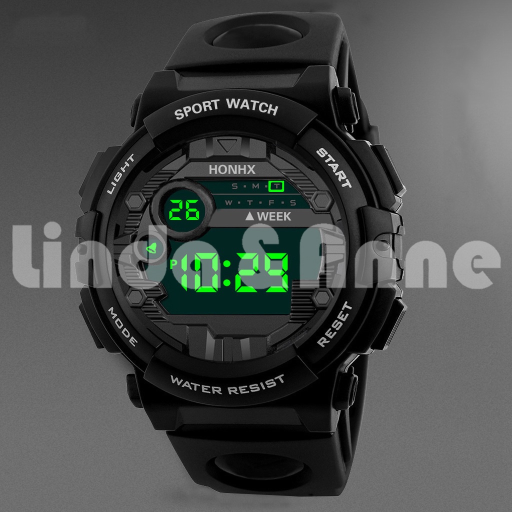 Jam Tangan Pria Digital Rubber Luminous Display Watchkite / HONHX Electronic Watch Import