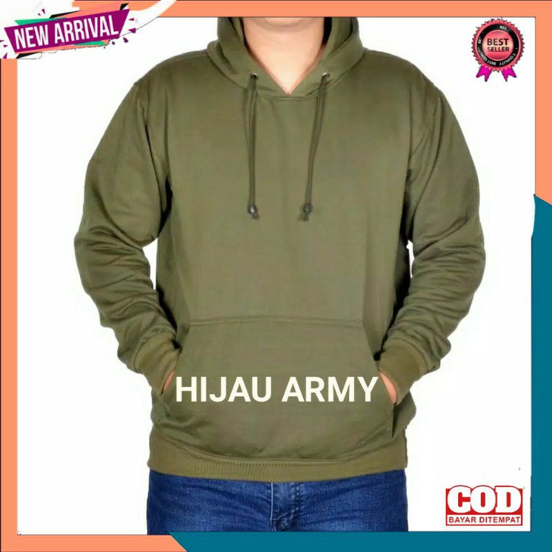 HOODIE Wanita Sweater Pria Polos Laki Laki Perempuan XL-Hoodie Hijau Army