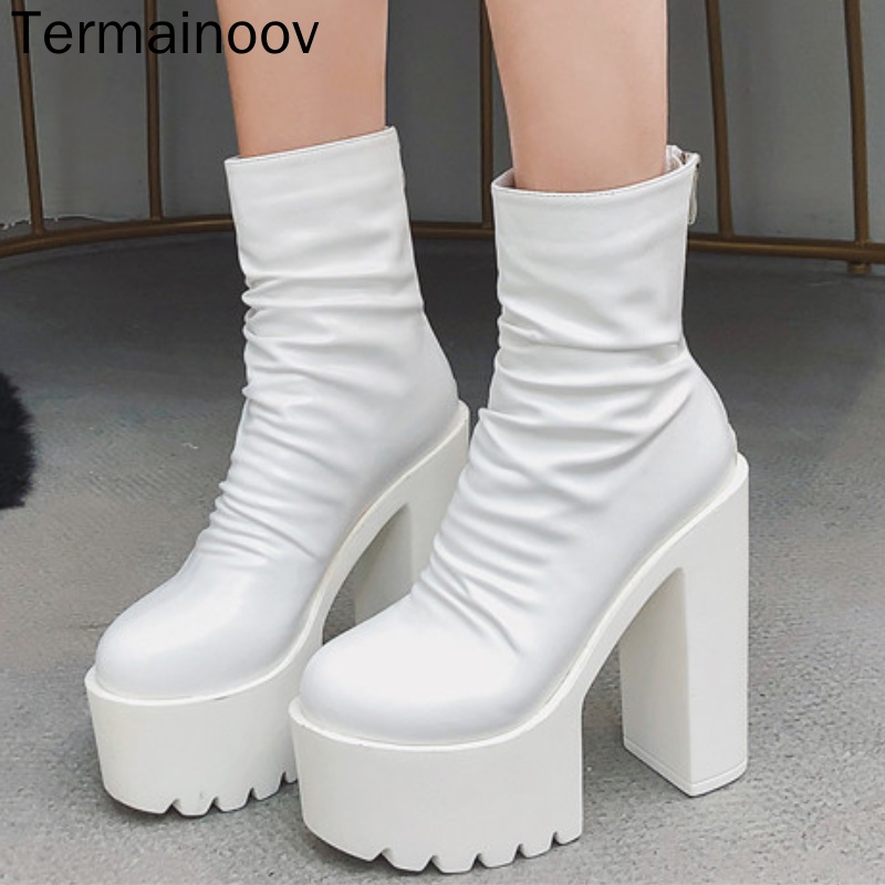 white platform stiletto heels