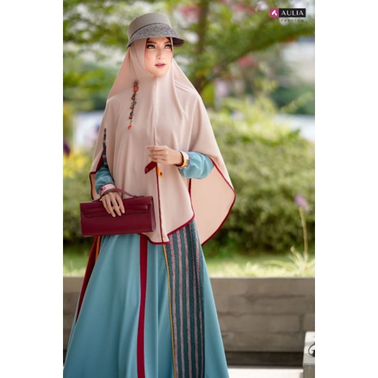 Set Gamis Shanzaa Jungle Green Nude Lurik by Aulia