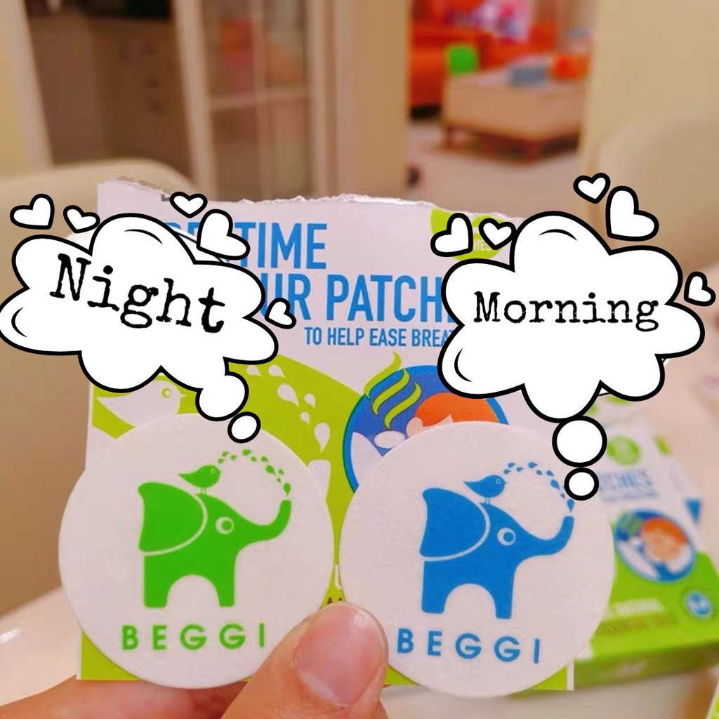 Beggi Bedtime Vapour Patches Natural Essential Oil / Ease Breathing (1 SACHET ISI 2 STIKER) / stiker pilek / patch flu dan pilek / nyenyak tidur / harum / aromaterapi / melegakkan pernafasan / batuk / hidung tersumbat / sesak nafas / pernafasan