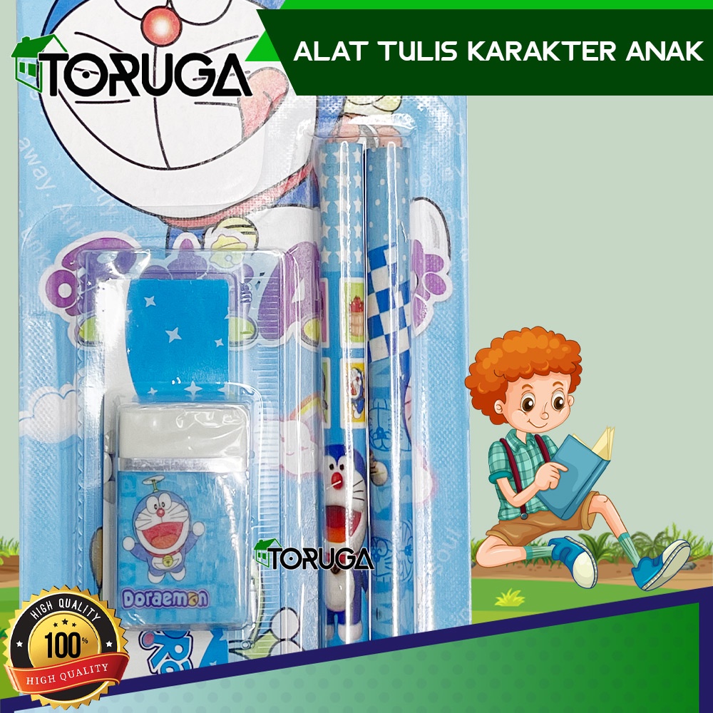 SET ALAT TULIS SEKOLAH 5 in 1 KARAKTER LUCU / MINI STATIONERY