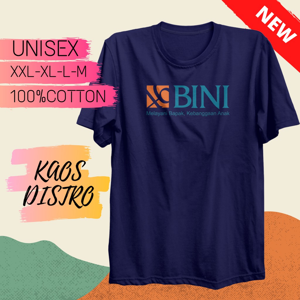 Kaos lucu pria wanita plesetan kata kata BINI baju cowok dewasa jumbo xxl murah keren terbaru NAVY