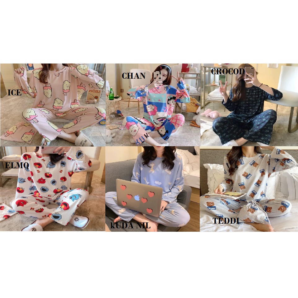 Part 2 Piyama Import Setelan Lengan Panjang / Baju tidur Wanita