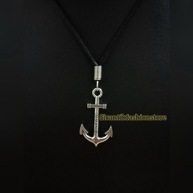PROMO kalung tali bandul jangkar Fashion pria terlaris anti karat liotin jangkar liotin silver