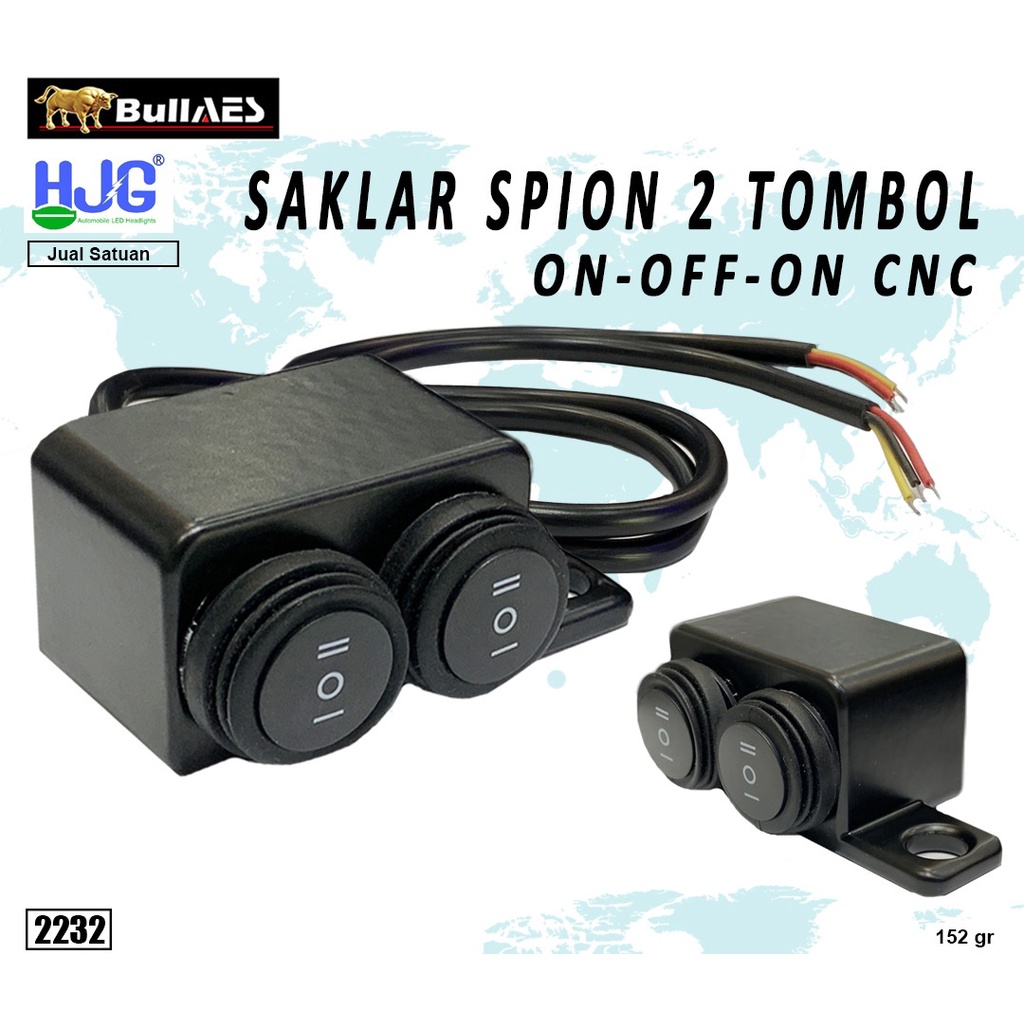 Saklar Lampu Motor Spion On Off On Waterproof Alumunium CNC 2 Tombol