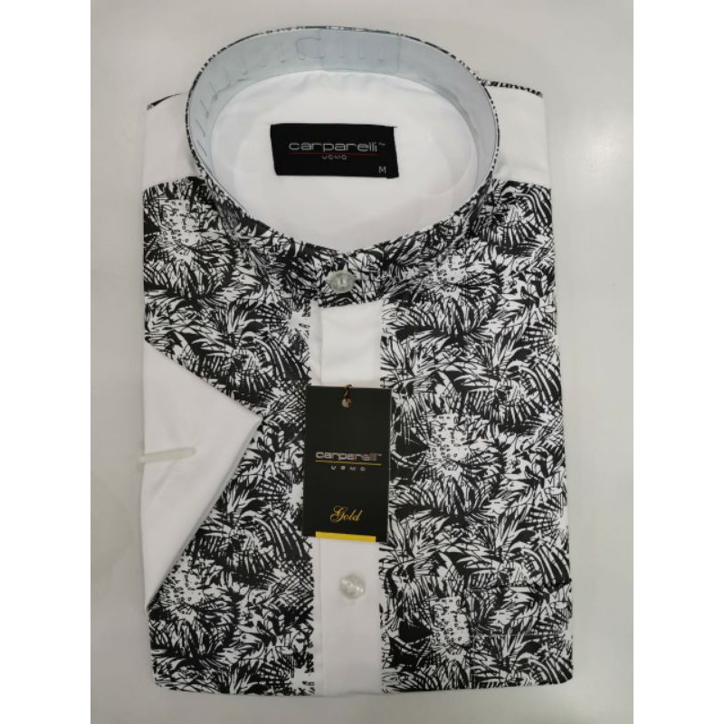 Kemeja Koko Carparelli Lengan Pendek Hitam Putih/ Hem Koko Carparelli