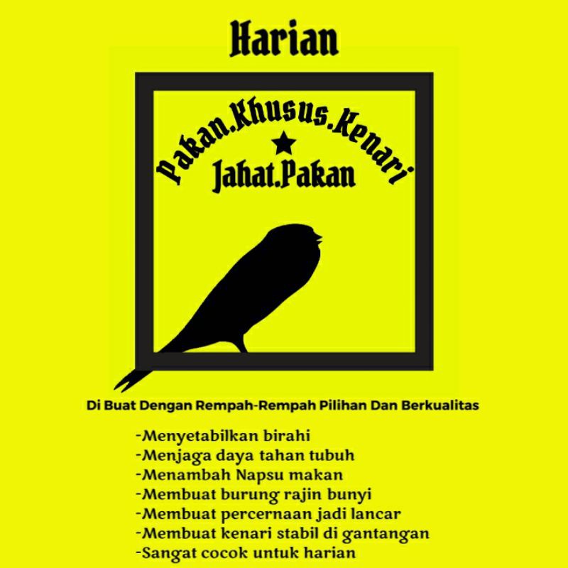 

pakan khusus kenari (harian) pakan nya sang juara
