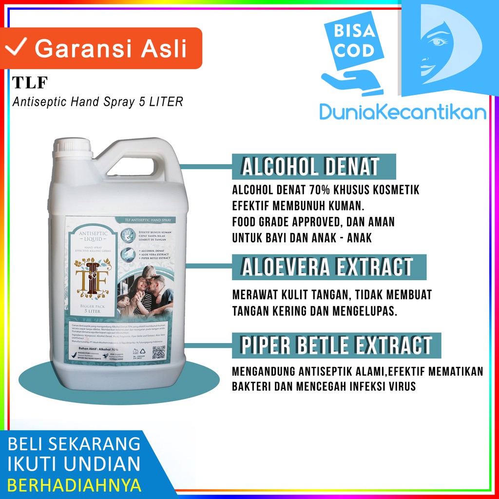 Hand Sanitizer Antiseptik Cair 5 Liter TLF BPOM Alcohol / Hand Sanitizer Liquid / Antiseptik Liquid