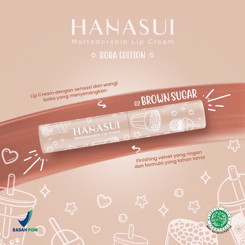 HANASUI lip cream boba edition - brown sugar - salted caramel - forest berry